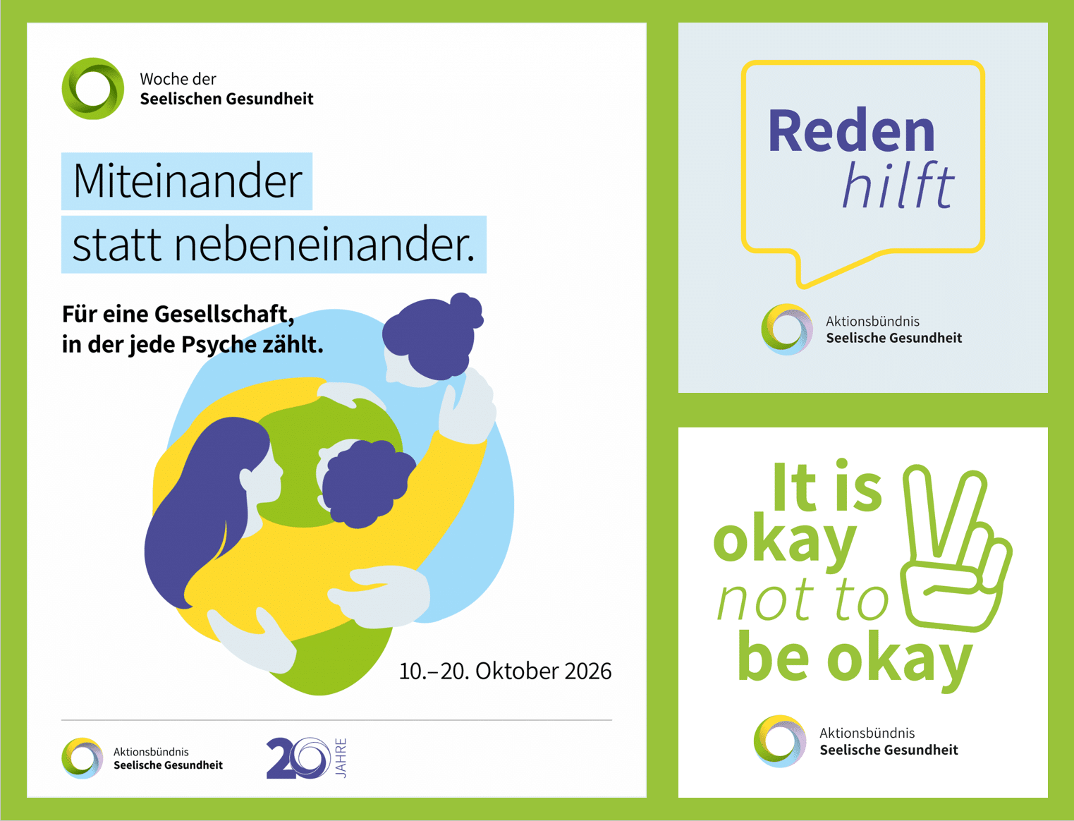 Quelle: Aktionsbündnis Seelische Gesundheit Drei Grafiken aus dem Aktionsbündnis Seelische Gesundheit zur Woche der seelischen Gesundheit vom 10. bis 20. Oktober 2026